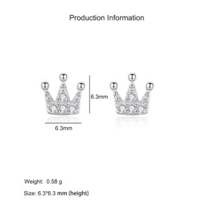 925 Sterling Silver Royal Crown CZ Stud Earring 40200690