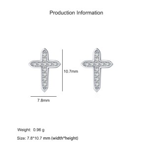 925 Sterling Silver Cross CZ Stud Earring 40200691