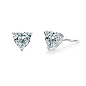 25 Sterling Silver Romantic Heart CZ Stud Earring 40200692