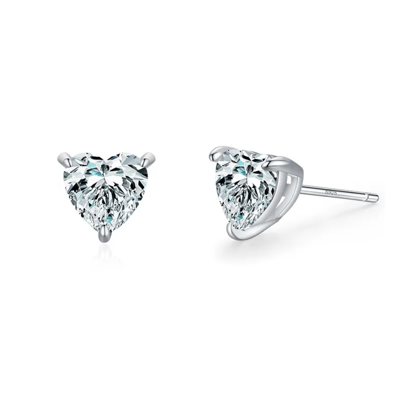 25 Sterling Silver Romantic Heart CZ Stud Earring 40200692