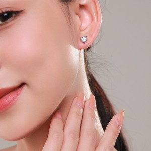 25 Sterling Silver Romantic Heart CZ Stud Earring 40200692
