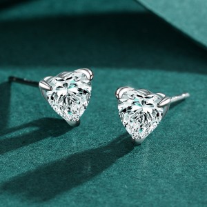 25 Sterling Silver Romantic Heart CZ Stud Earring 40200692