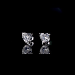 25 Sterling Silver Romantic Heart CZ Stud Earring 40200692
