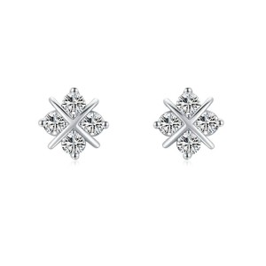 925 Sterling Silver Cross Zircon Stud Earring 40200693
