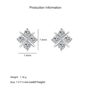 925 Sterling Silver Cross Zircon Stud Earring 40200693
