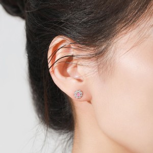 925 Sterling Silver Snowflake Pink Zircon Stud Earring 40200694 925 Sterling Silver Snowflake Pink Zircon Stud Earring 40200694