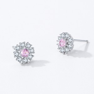 925 Sterling Silver Snowflake Pink Zircon Stud Earring 40200694 925 Sterling Silver Snowflake Pink Zircon Stud Earring 40200694