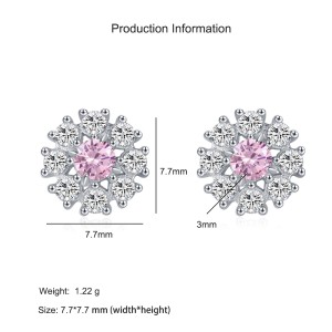 925 Sterling Silver Snowflake Pink Zircon Stud Earring 40200694 925 Sterling Silver Snowflake Pink Zircon Stud Earring 40200694