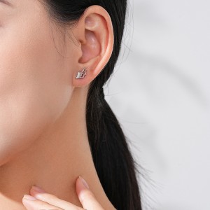 925 Sterling Silver Angel Wing Micro-Pave Zircon Stud Earring 40200695