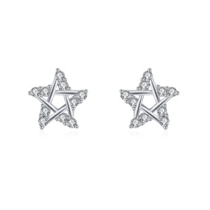 925 Sterling Silver Star Micro-Pave Zircon Stud Earring 40200696 925 Sterling Silver Star Micro-Pave Zircon Stud Earring 40200696