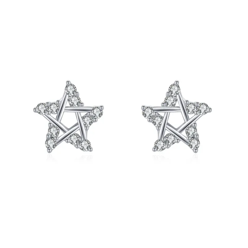 925 Sterling Silver Star Micro-Pave Zircon Stud Earring 40200696 925 Sterling Silver Star Micro-Pave Zircon Stud Earring 40200696