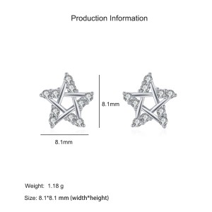 925 Sterling Silver Star Micro-Pave Zircon Stud Earring 40200696 925 Sterling Silver Star Micro-Pave Zircon Stud Earring 40200696