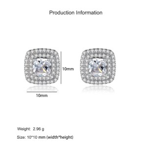 925 Sterling Silver Cushion-Cut Halo Zircon Stud Earring 40200703 925 Sterling Silver Cushion-Cut Halo Zircon Stud Earring 40200703