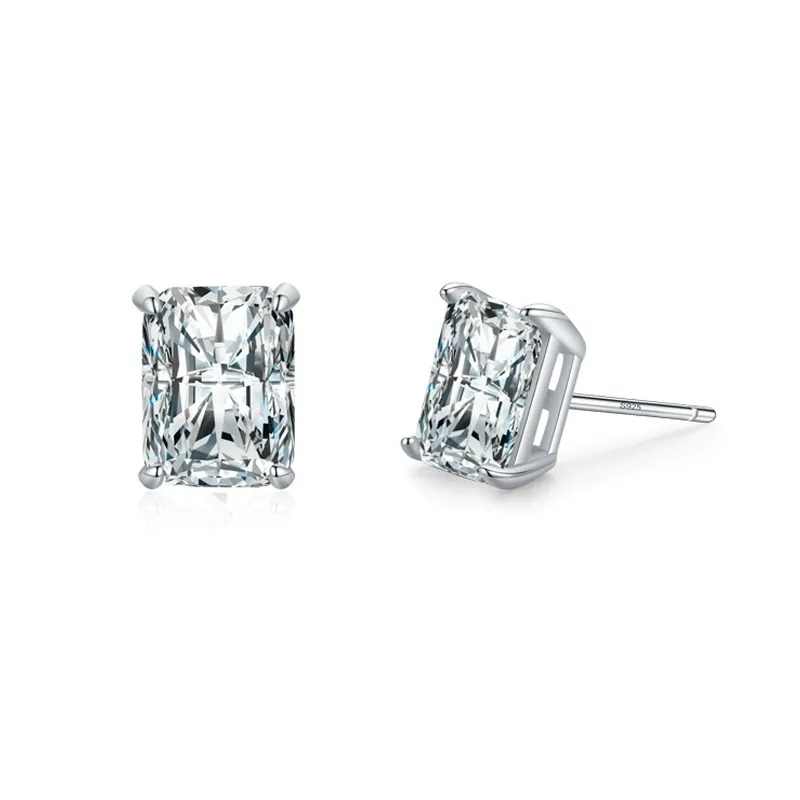 925 Sterling Silver Rectangular Zircon Stud Earring 40200704 925 Sterling Silver Rectangular Zircon Stud Earring 40200704