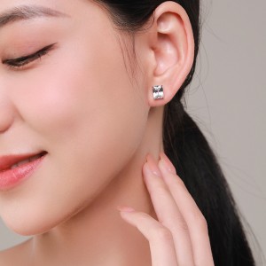 925 Sterling Silver Rectangular Zircon Stud Earring 40200704 925 Sterling Silver Rectangular Zircon Stud Earring 40200704