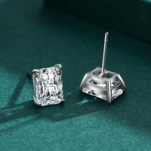 925 Sterling Silver Rectangular Zircon Stud Earring 40200704 925 Sterling Silver Rectangular Zircon Stud Earring 40200704