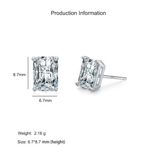 925 Sterling Silver Rectangular Zircon Stud Earring 40200704 925 Sterling Silver Rectangular Zircon Stud Earring 40200704