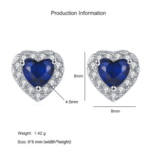 925 Sterling Silver Blue Heart Zircon Stud Earring 40200705