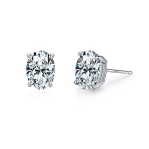 925 Sterling Silver Sparkle Oval Zircon Stud Earring 40200706 925 Sterling Silver Sparkle Oval Zircon Stud Earring 40200706