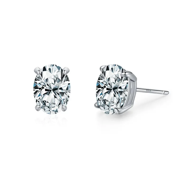925 Sterling Silver Sparkle Oval Zircon Stud Earring 40200706 925 Sterling Silver Sparkle Oval Zircon Stud Earring 40200706
