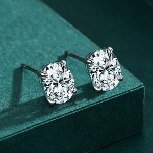 925 Sterling Silver Sparkle Oval Zircon Stud Earring 40200706 925 Sterling Silver Sparkle Oval Zircon Stud Earring 40200706