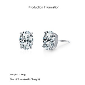 925 Sterling Silver Sparkle Oval Zircon Stud Earring 40200706 925 Sterling Silver Sparkle Oval Zircon Stud Earring 40200706