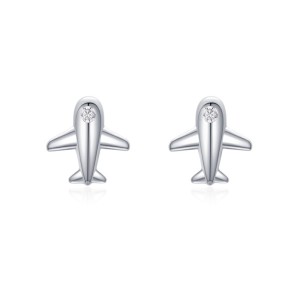 925 Sterling Silver Airplane Stud Earring 40200707