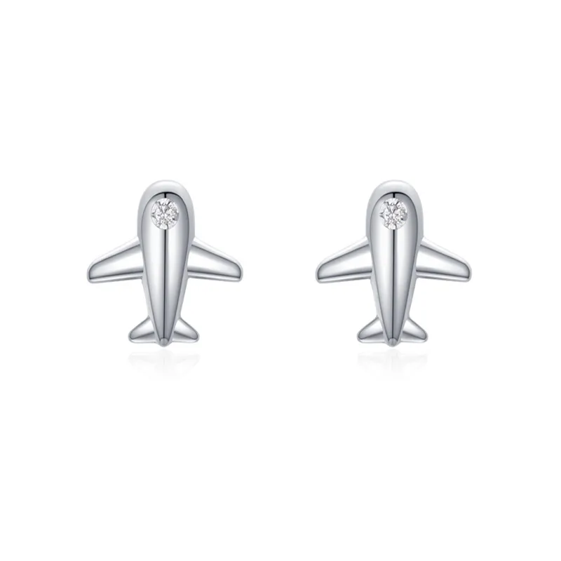 925 Sterling Silver Airplane Stud Earring 40200707