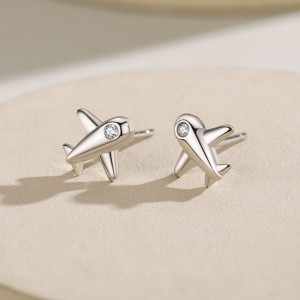 925 Sterling Silver Airplane Stud Earring 40200707