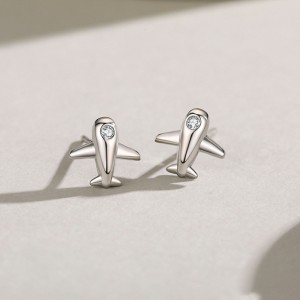 925 Sterling Silver Airplane Stud Earring 40200707