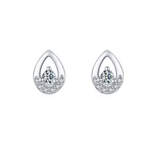 925 Sterling Silver Teardrop Zircon Stud Earring 40200708
