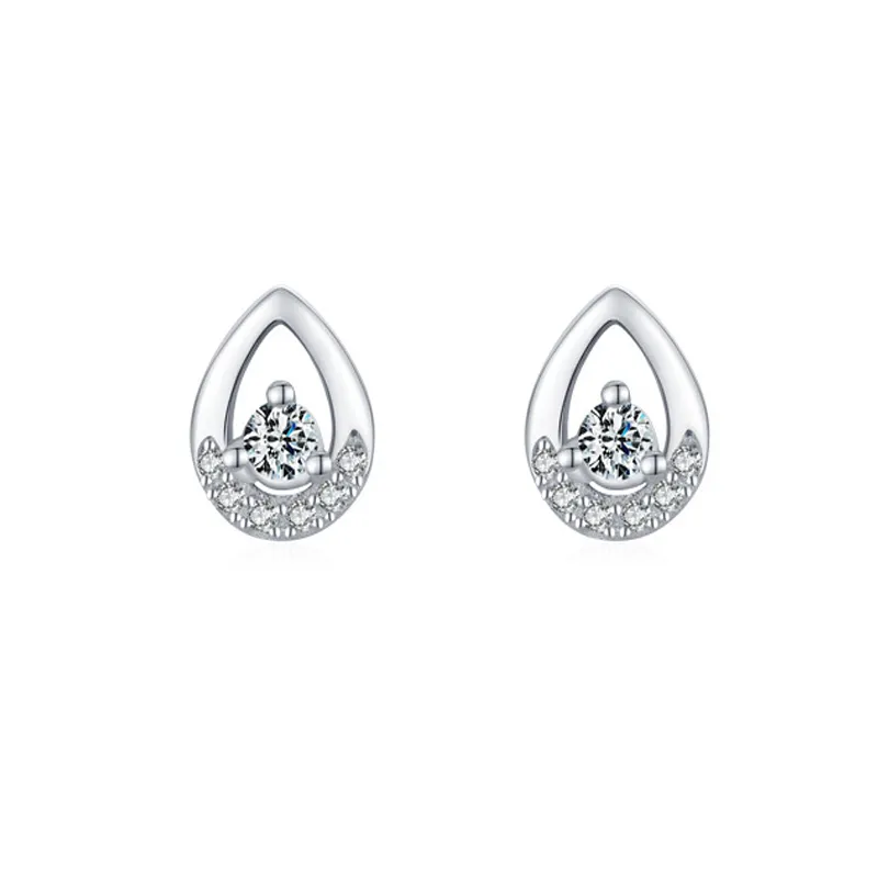 925 Sterling Silver Teardrop Zircon Stud Earring 40200708