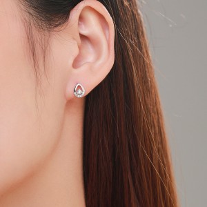 925 Sterling Silver Teardrop Zircon Stud Earring 40200708