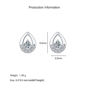 925 Sterling Silver Teardrop Zircon Stud Earring 40200708