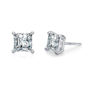925 Sterling Silver Princess-Cut Zircon Stud Earring 40200713 925 Sterling Silver Princess-Cut Zircon Stud Earring 40200713