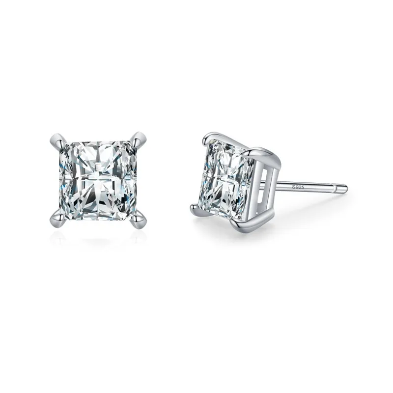 925 Sterling Silver Princess-Cut Zircon Stud Earring 40200713 925 Sterling Silver Princess-Cut Zircon Stud Earring 40200713