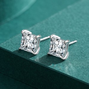 925 Sterling Silver Princess-Cut Zircon Stud Earring 40200713 925 Sterling Silver Princess-Cut Zircon Stud Earring 40200713