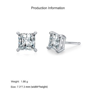 925 Sterling Silver Princess-Cut Zircon Stud Earring 40200713 925 Sterling Silver Princess-Cut Zircon Stud Earring 40200713