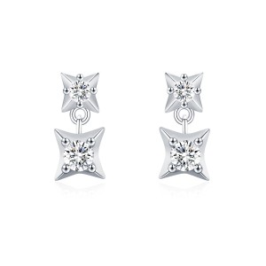 925 Sterling Silver Four-Point Star Zircon Stud Earring 40200714 925 Sterling Silver Four-Point Star Zircon Stud Earring 40200714