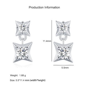 925 Sterling Silver Four-Point Star Zircon Stud Earring 40200714 925 Sterling Silver Four-Point Star Zircon Stud Earring 40200714