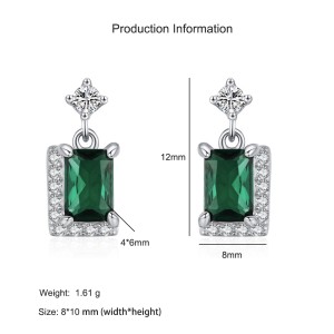 925 Sterling Silver Green Emerald-Cut Zircon Stud Earring 40200715 925 Sterling Silver Green Emerald-Cut Zircon Stud Earring 40200715