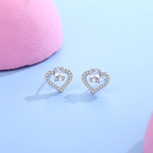 925 Sterling Silver Heart Zircon Stud Earring 40200717
