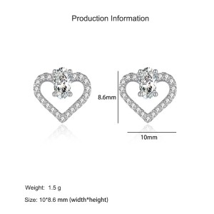 925 Sterling Silver Heart Zircon Stud Earring 40200717
