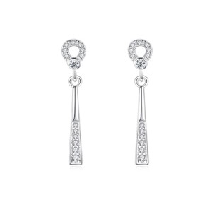 925 Sterling Silver Geometric Zircon Drop Stud Earring 40200719