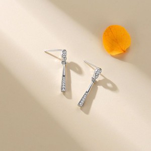 925 Sterling Silver Geometric Zircon Drop Stud Earring 40200719