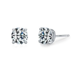 925 Sterling Silver Minimalist  Classic Round Zircon Stud Earring 40200721