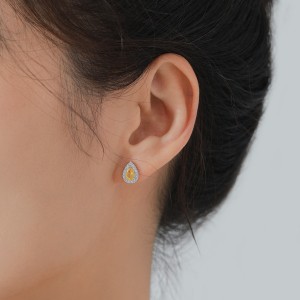 925 Sterling Silver Yellow Teardrop Zircon Stud Earring 40200722 925 Sterling Silver Yellow Teardrop Zircon Stud Earring 40200722