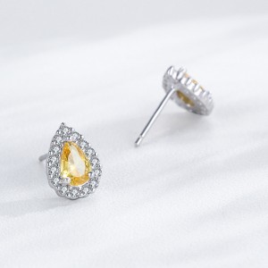 925 Sterling Silver Yellow Teardrop Zircon Stud Earring 40200722 925 Sterling Silver Yellow Teardrop Zircon Stud Earring 40200722
