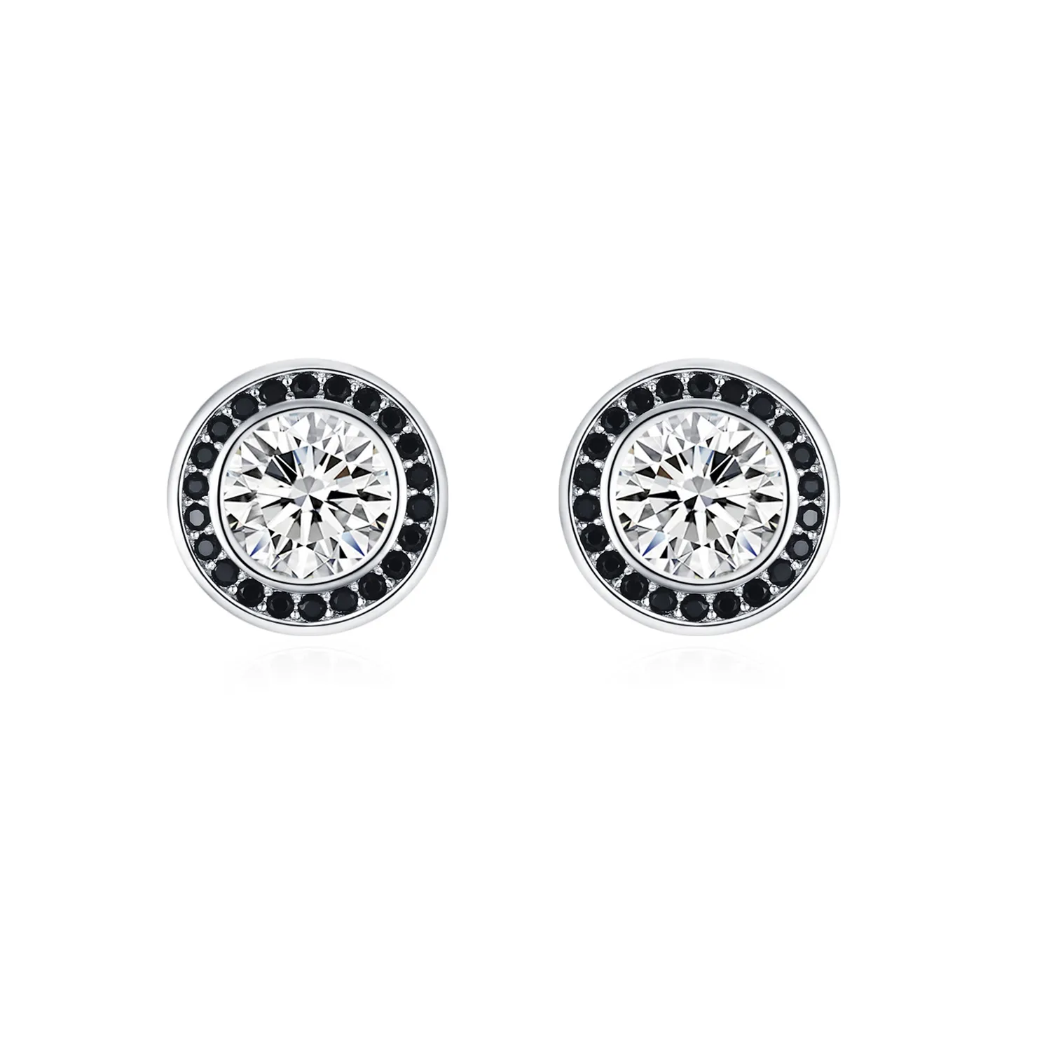 925 Sterling Silver Black White Round Zircon Stud Earring 40200723 925 Sterling Silver Black White Round Zircon Stud Earring 40200723