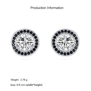 925 Sterling Silver Black White Round Zircon Stud Earring 40200723 925 Sterling Silver Black White Round Zircon Stud Earring 40200723